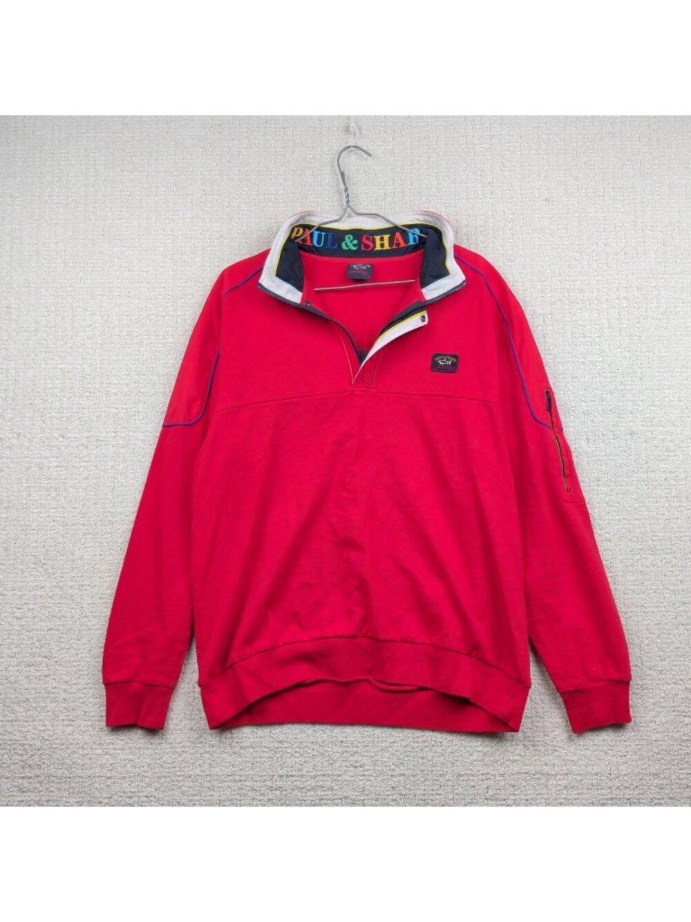 Paul & Shark Yachting Quarter-Zip Sweatshirt Jacket Men's L Red Preppy Gorpcore